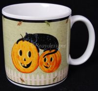 Sakura Warren Kimble PUMPKIN DREAMS Coffee Mug - GREEN